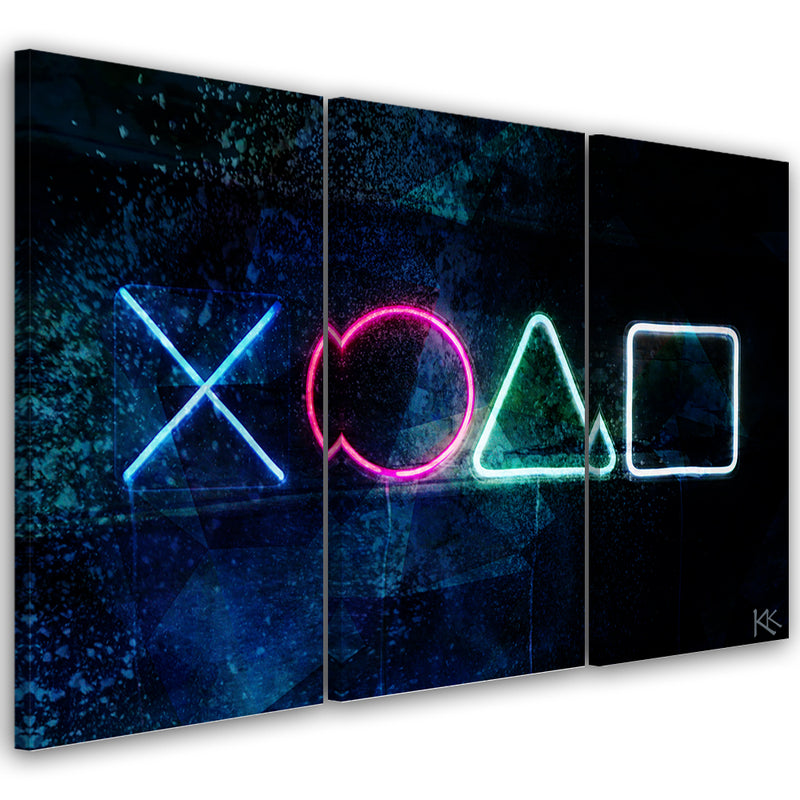 Three piece picture canvas print, Game console