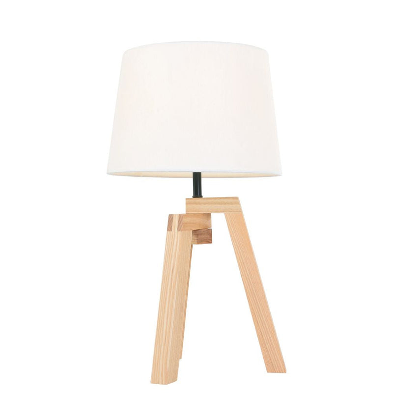 Table lamp Sabi fabric light wood E27