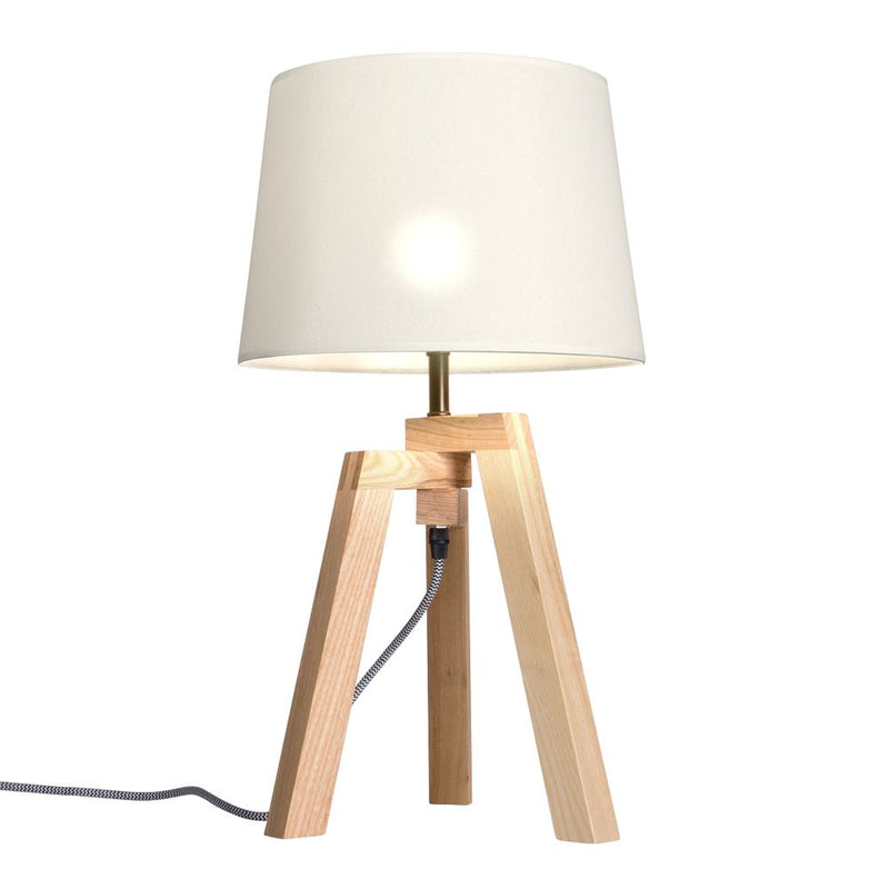 Table lamp Sabi fabric light wood E27