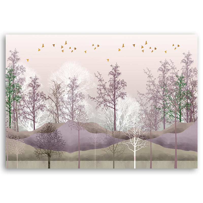 Deco panel print, Birds over the forest