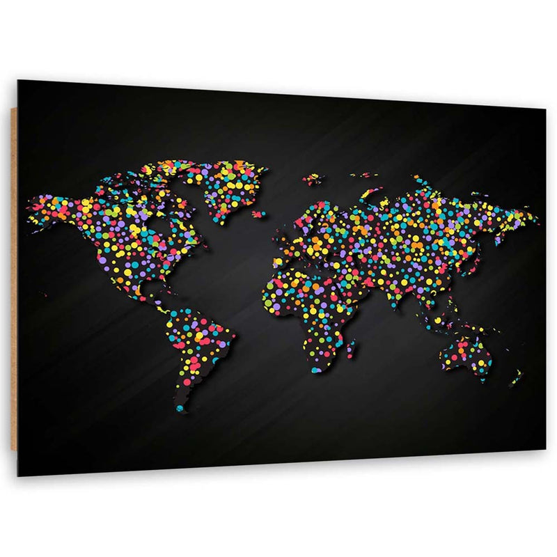 Deco panel print, World map with coloured dots