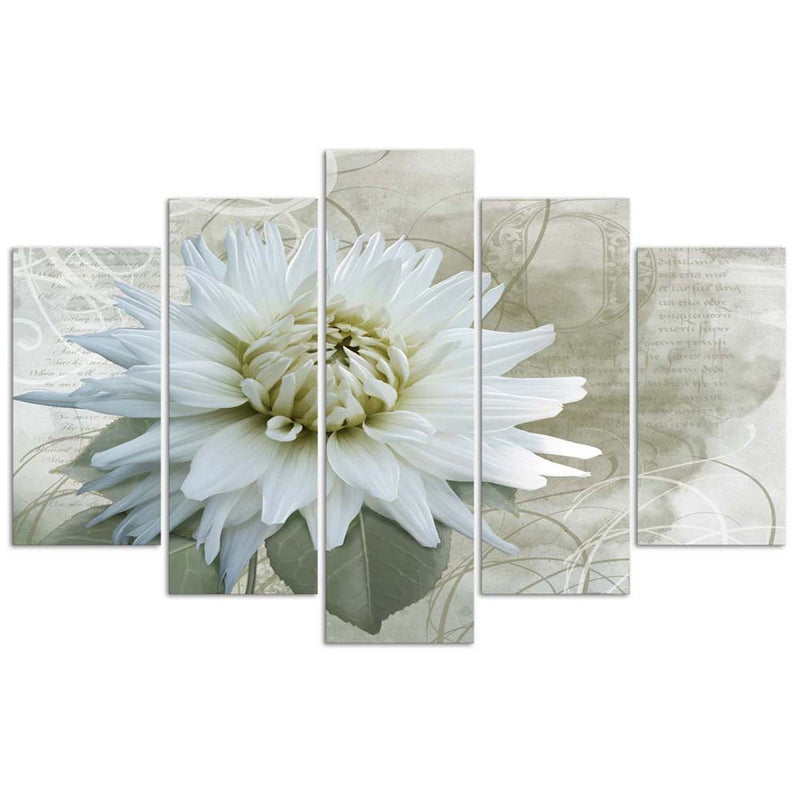 Five piece picture canvas print, White flower