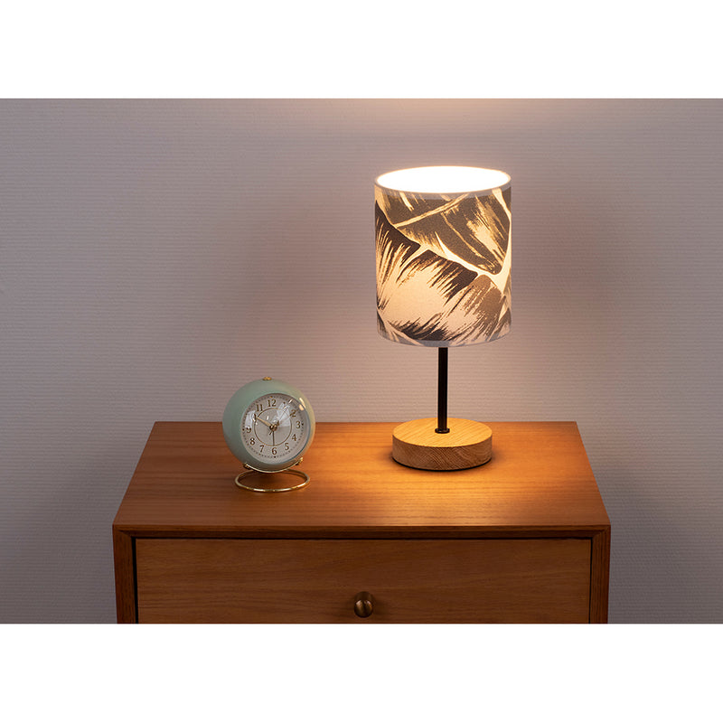 Madera Wooden FSC Table Lamp 1xE27 Max25.W Oiled Oak/Black/Transparent PVC Cable/Gray-Green FSC Wallpaper
