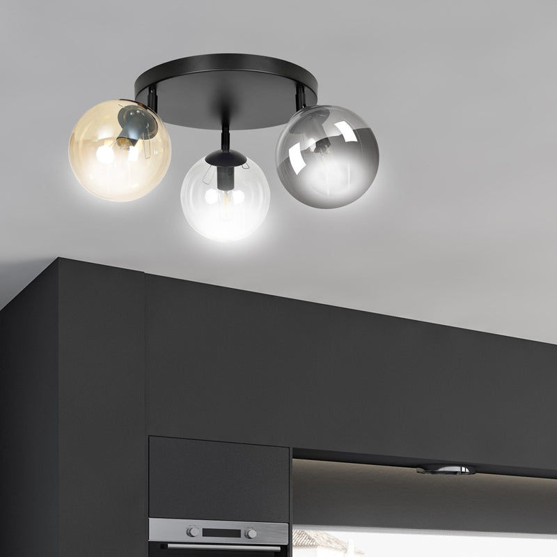 TOFI ceiling lamp 3L, D14 black, E14