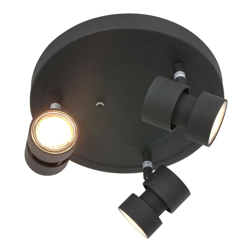 Flush mount Natasja LED metal black GU10 3 lamps