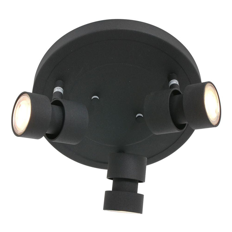 Flush mount Natasja LED metal black GU10 3 lamps