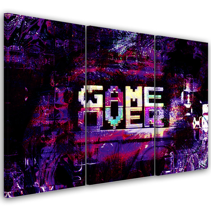 Three piece picture canvas print, Abstract sign Game over