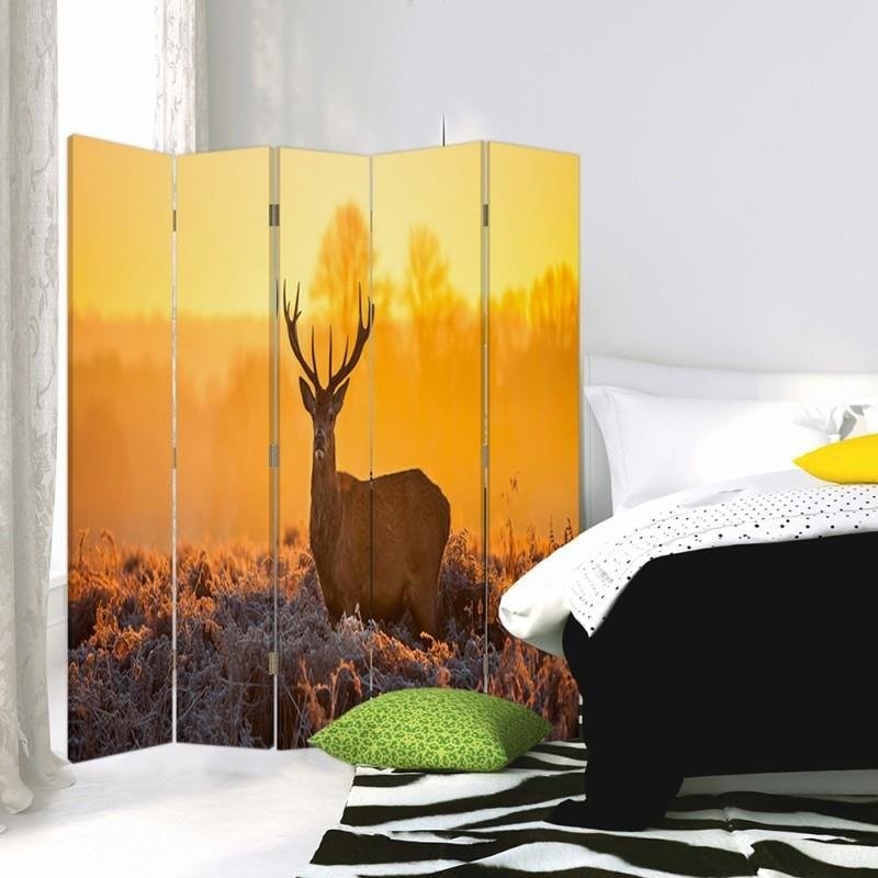 Room divider Double-sided, Deer at the sunset