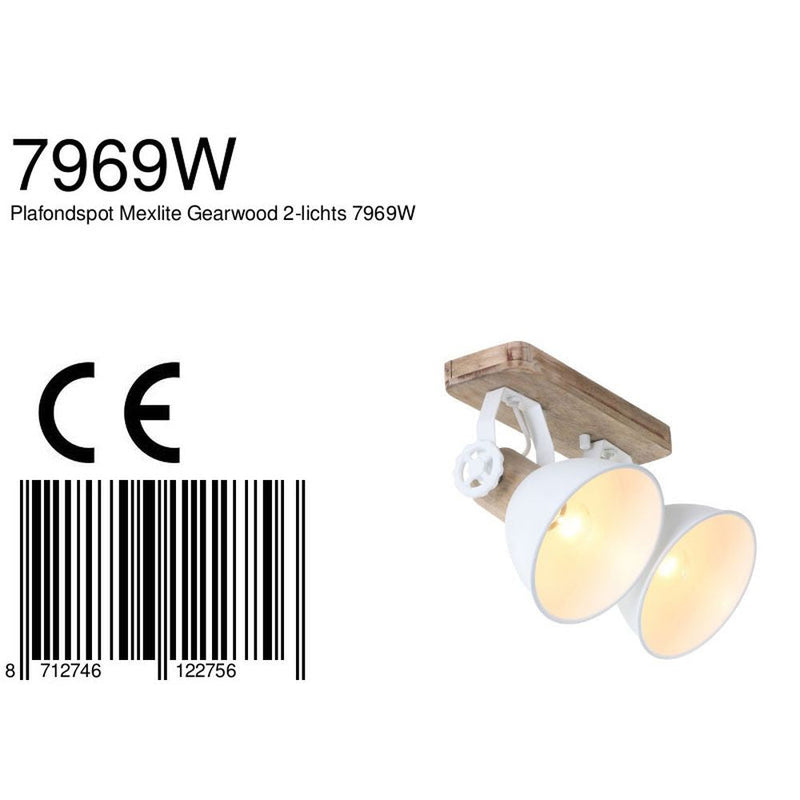 Spotlight Gearwood metal light wood E27 2 lamps