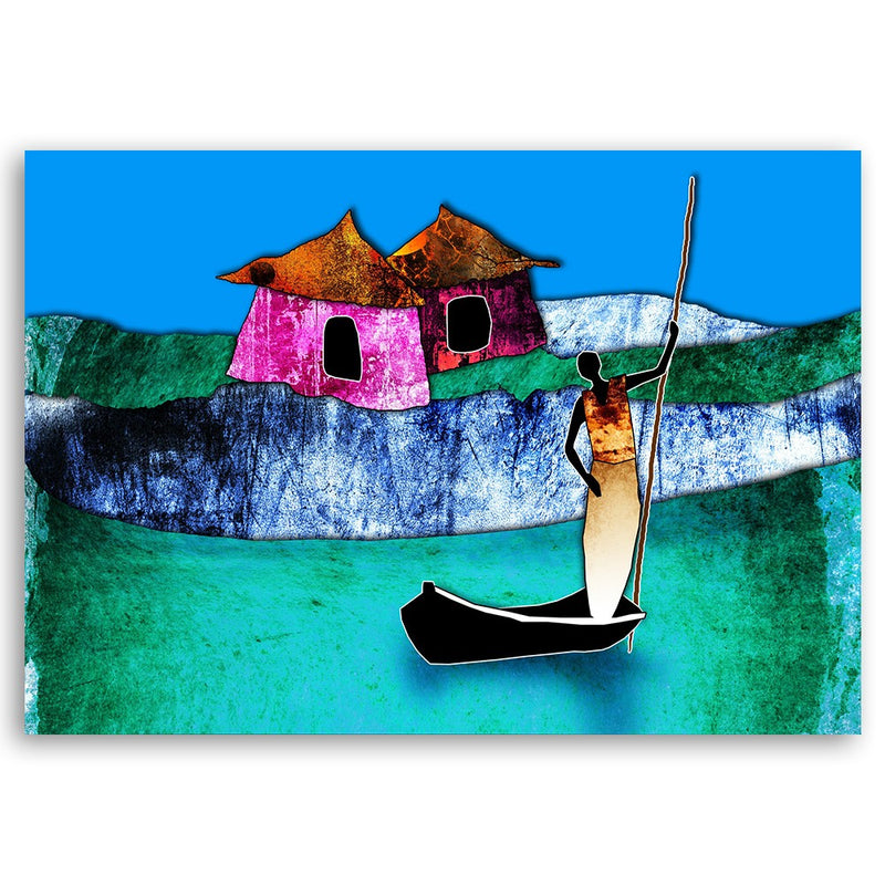 Deco panel print, Woman in a boat