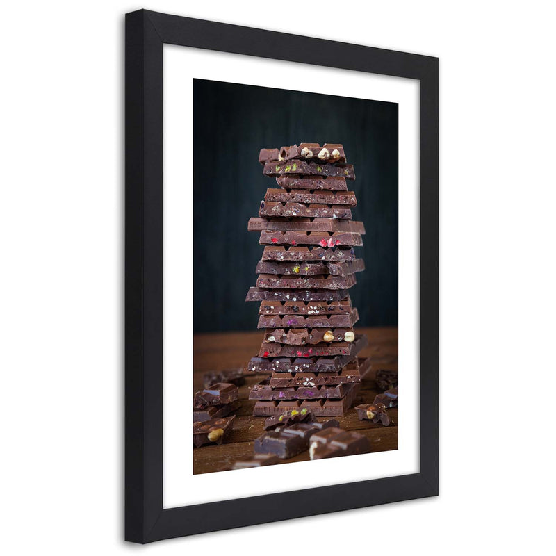 Cuadro en marco negro, Torre de chocolate de postre