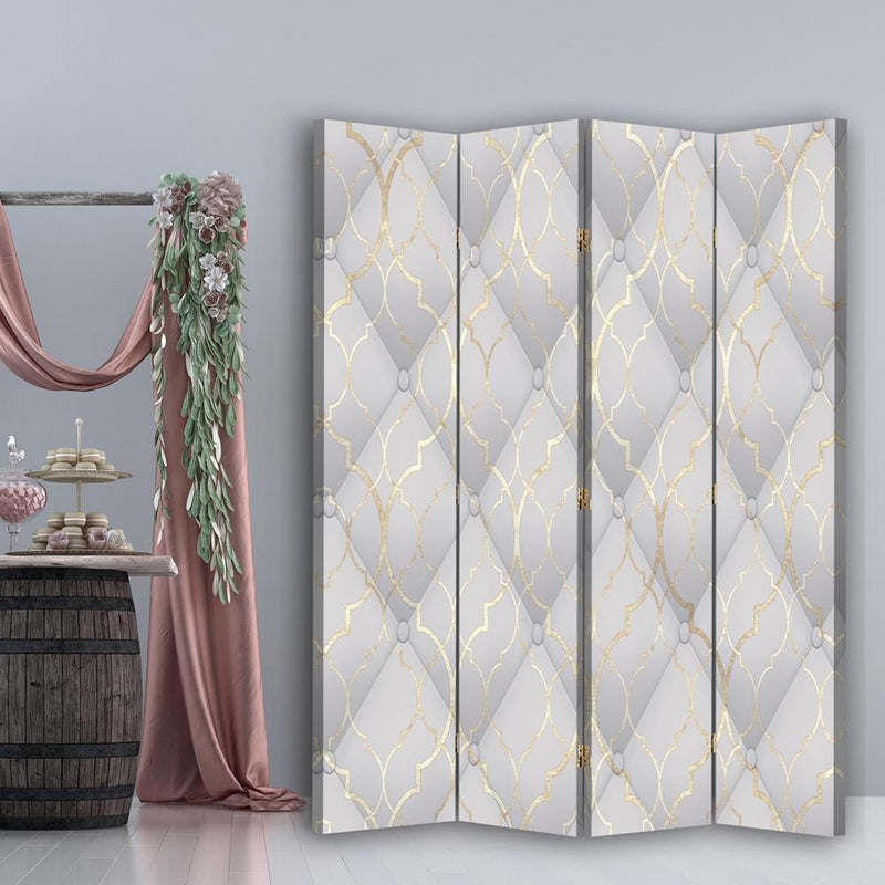 Room divider Double-sided rotatable, Moroccan clover in grey