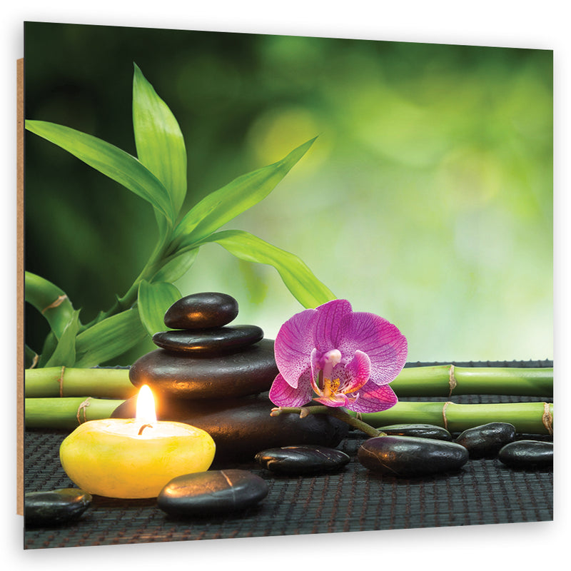 Deco panel print, Zen composition with candle and flowers
