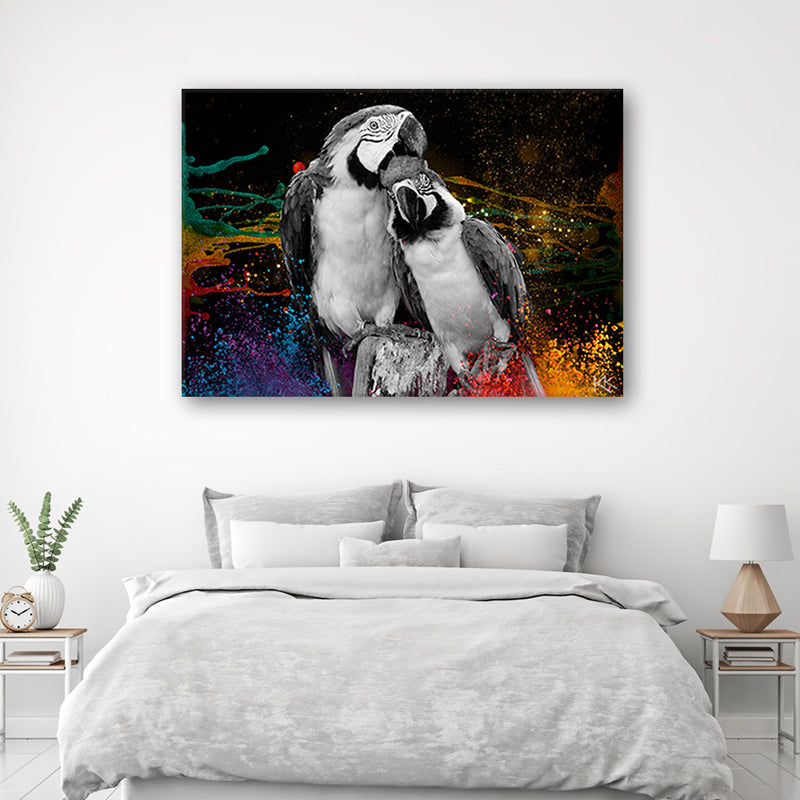 Canvas print, Colorful parrots abstract
