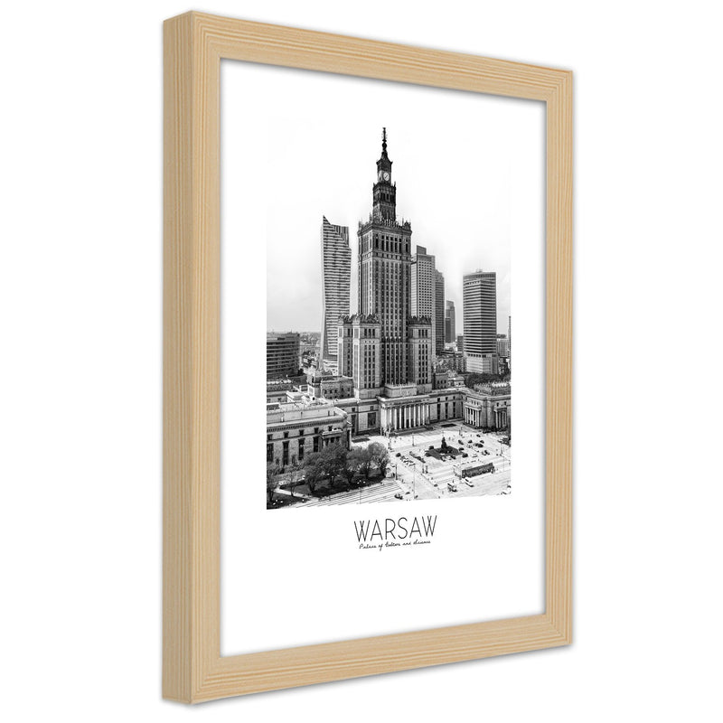 Picture in natural frame, Palace of culture in warsaw