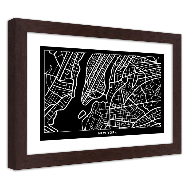 Picture in brown frame, City plan new york