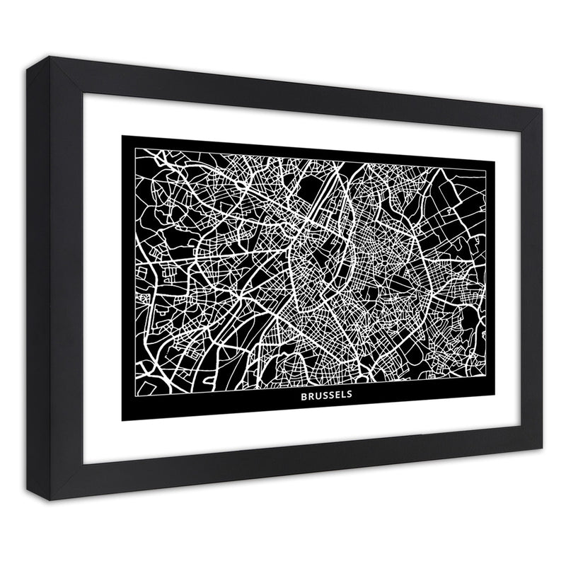Cuadro en marco negro, Plano de la ciudad de Bruselas