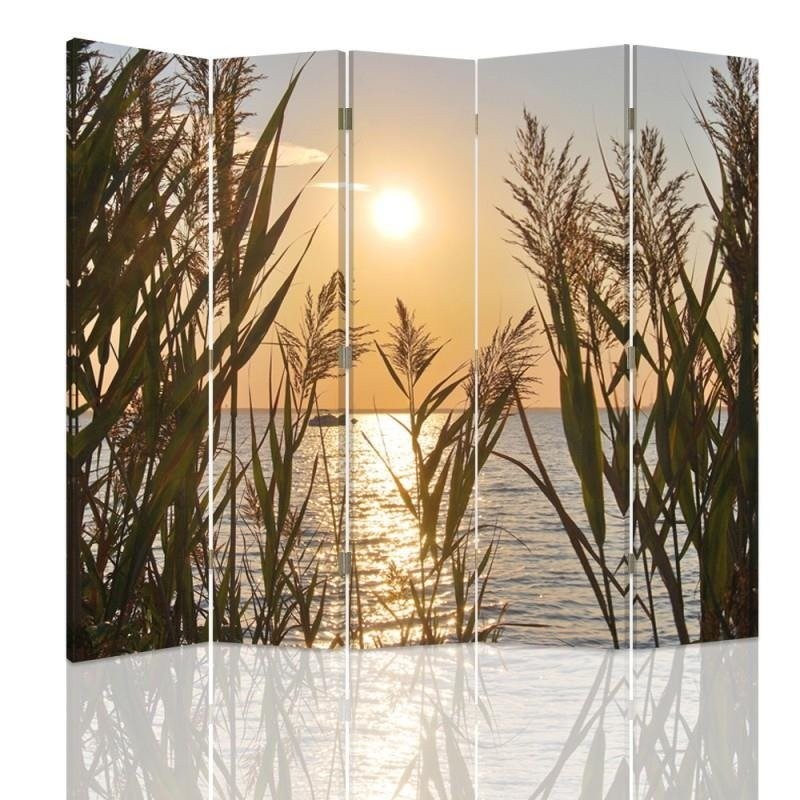 Room divider Double-sided, Sunset over the lake