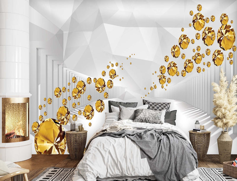 Wallpaper, Golden stones in an abstract tunnel