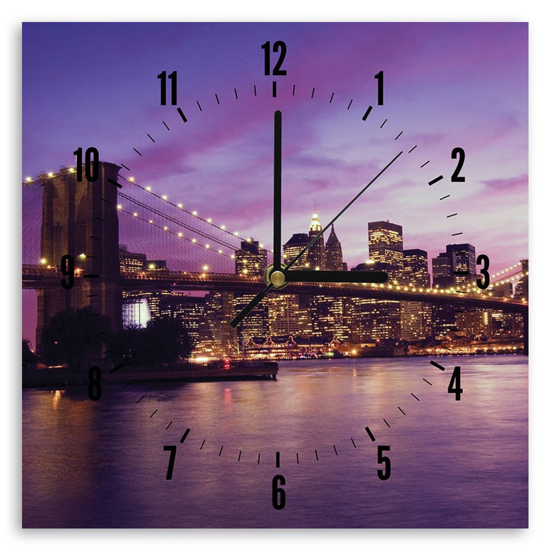 Wall clock, New York City at Dusk