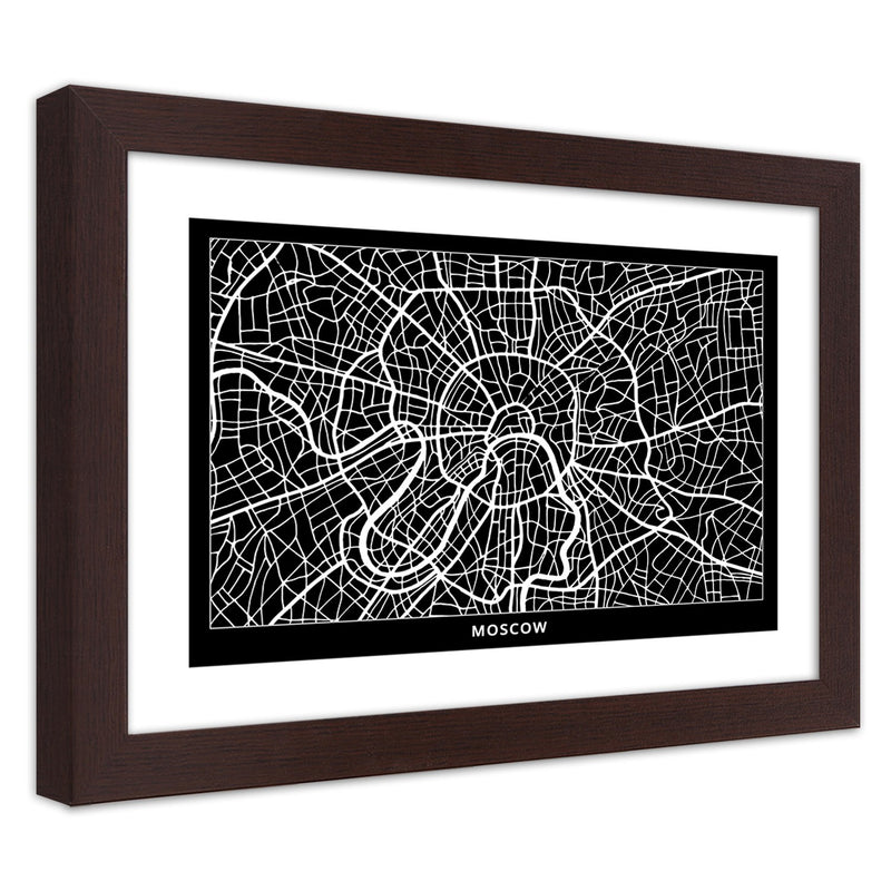 Picture in brown frame, City plan moscow