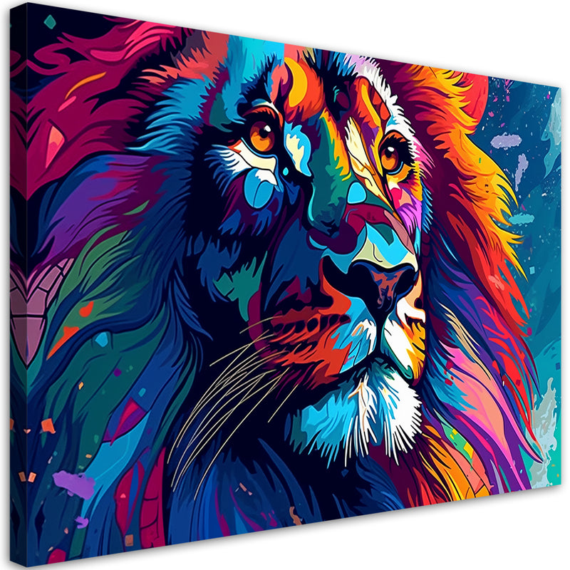 Canvas print, Coloured Neon Lion Abstraction