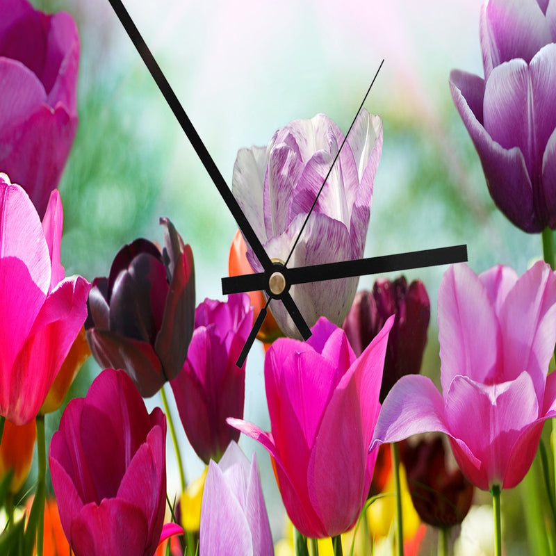 Reloj de pared, Tulipanes de colores.