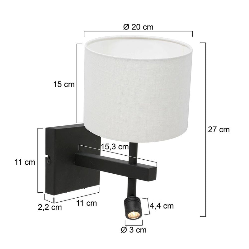 Wall sconce Rod linen white LED / E27 2 lamps