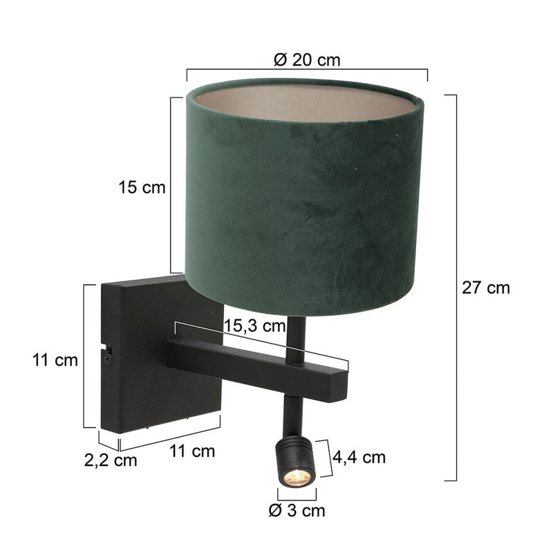 Wall sconce Rod metal green LED / E27 2 lamps