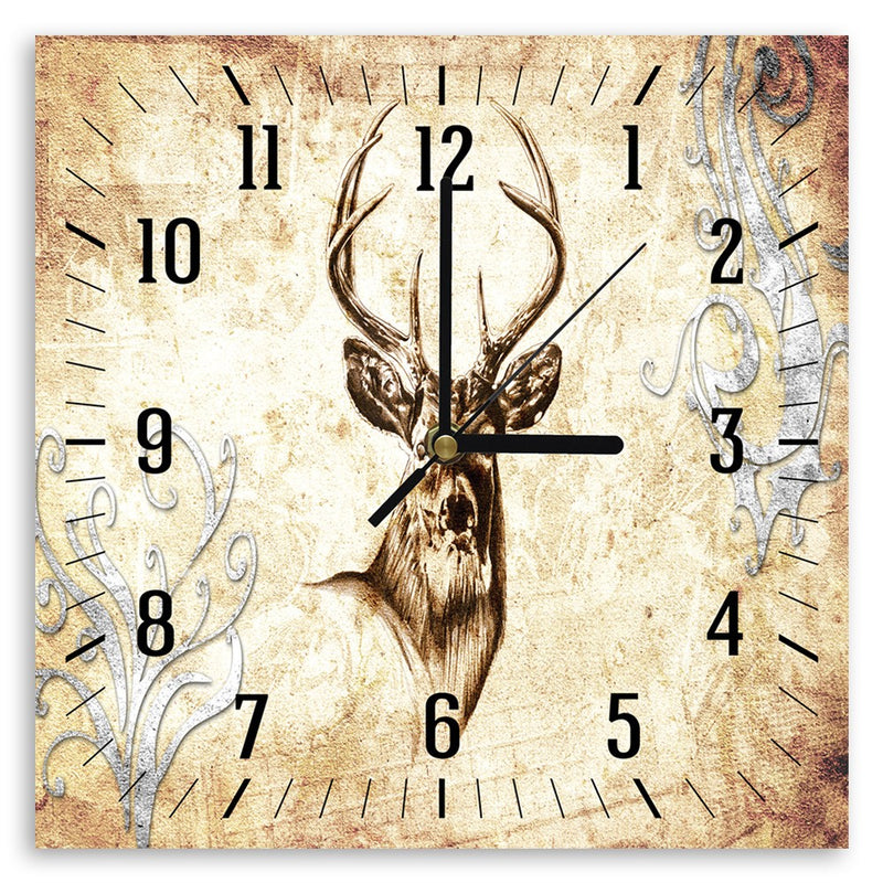 Wall clock, Deer in sepia