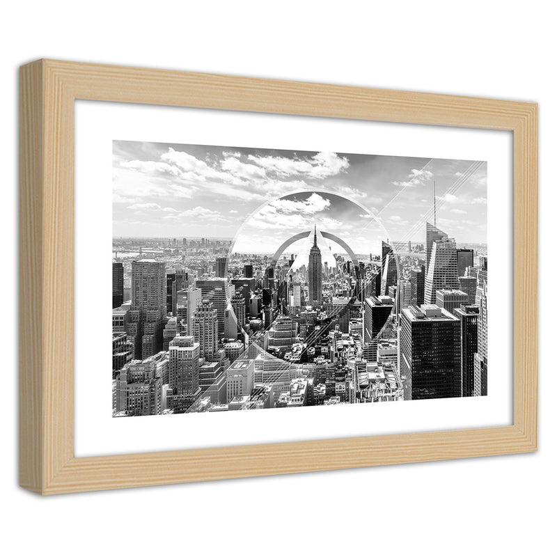Picture in natural frame, View of skyscrapers