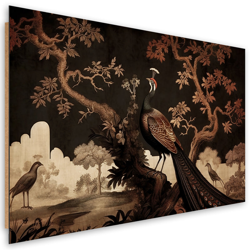 Deco panel picture, Oriental tree peacock