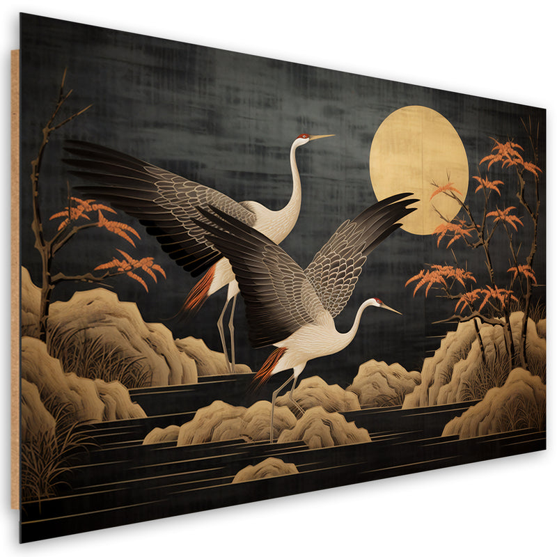 Deco panel picture, Peacocks against the moon