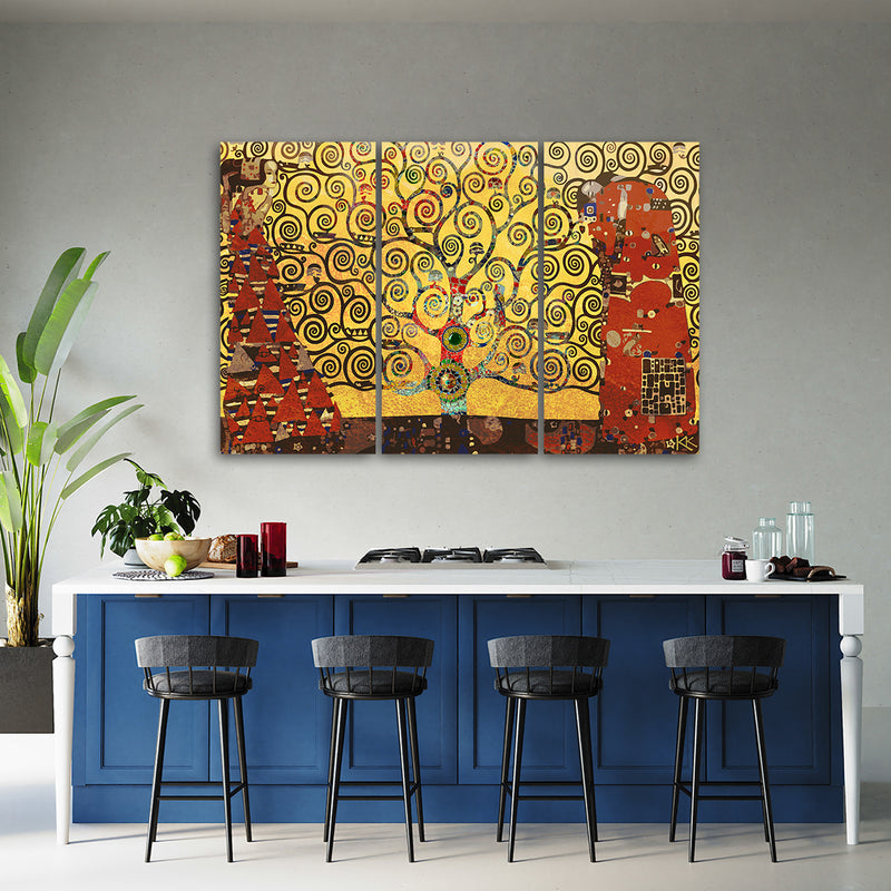 Three piece picture canvas print, Tree of life abstract