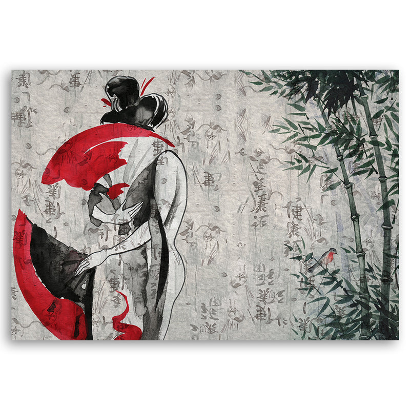 Canvas print, Japanese geisha with fan