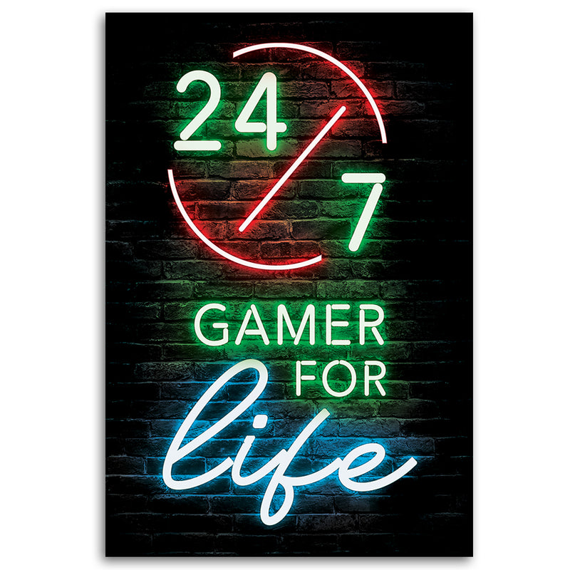 Impresión de panel decorativo, inscripción Gamer for life
