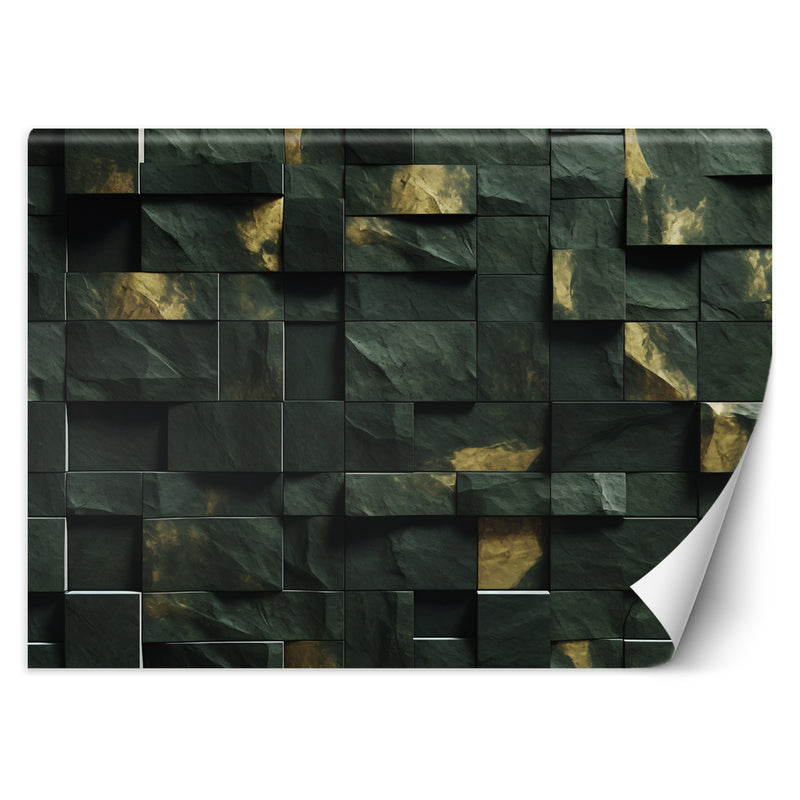 Wallpaper, Green mosaic cube 3D