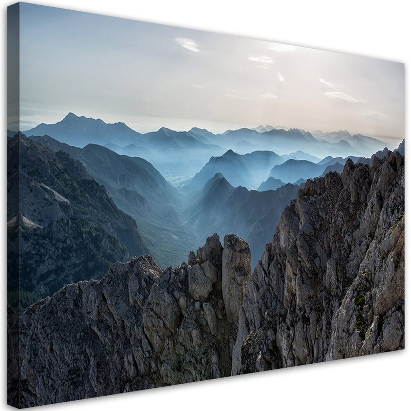 Canvas print, Mountain peaks in the clouds