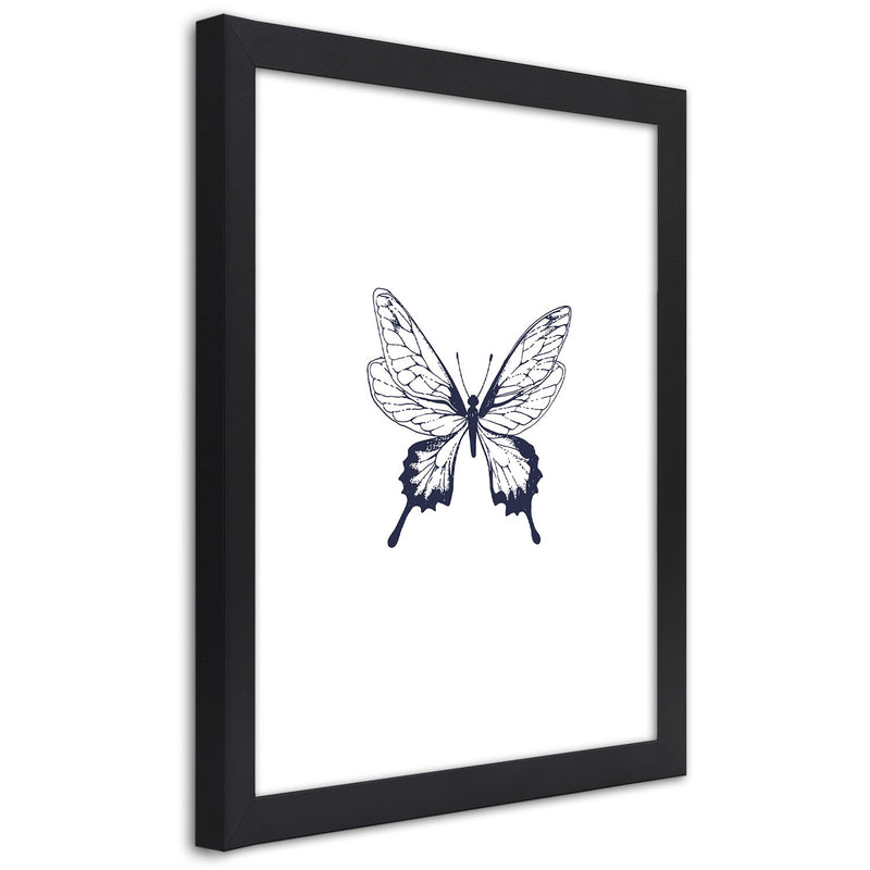 Cuadro en marco negro, Mariposa dibujada