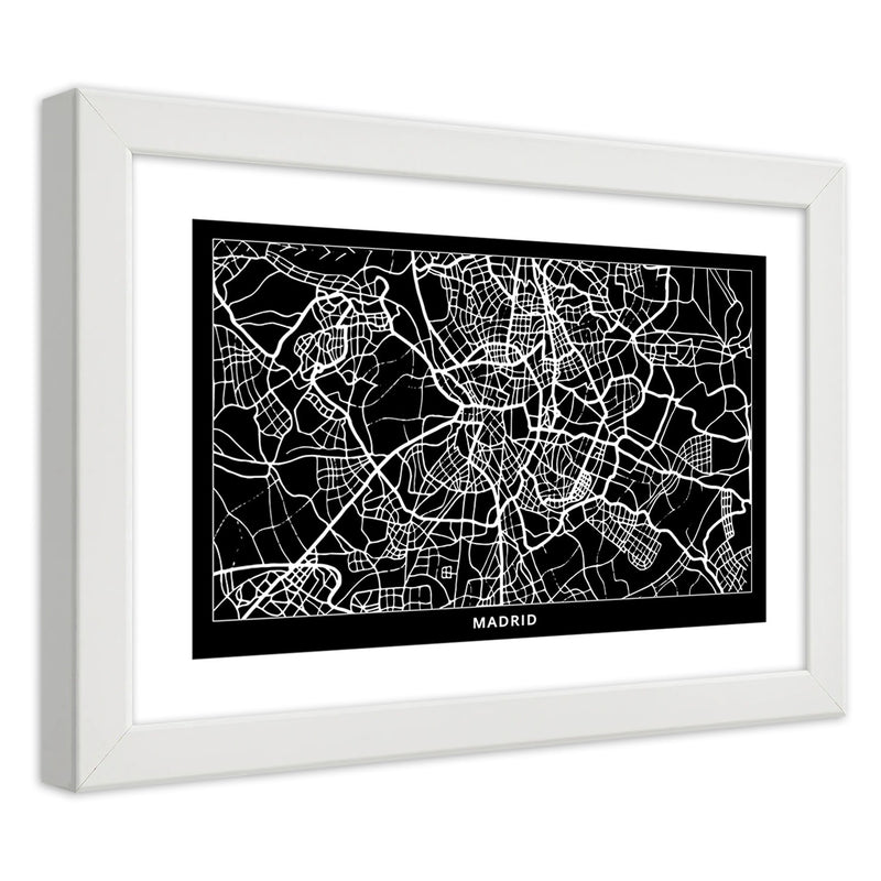 Cuadro en marco blanco, Plano de la ciudad de madrid