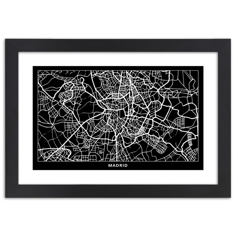 Cuadro en marco negro, Plano de la ciudad de madrid
