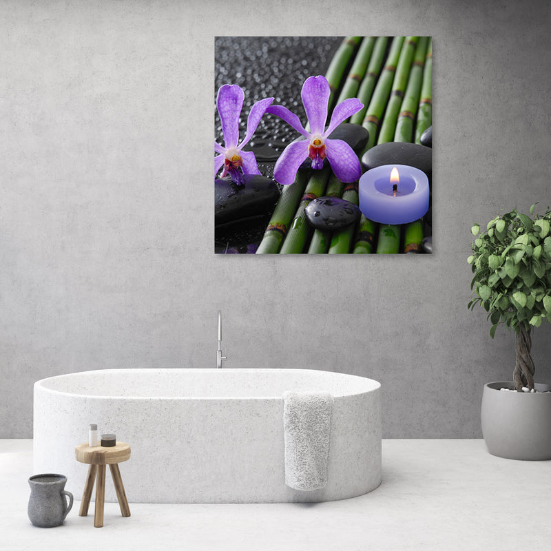 Canvas print, Bamboo Flowers Zen Spa Candle