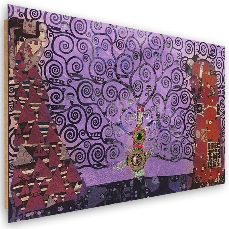 Panel decorativo estampado, abstracto Violet Tree of Life