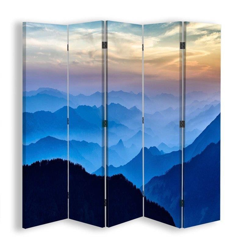 Room divider Double-sided rotatable, Mountain tops in the mist