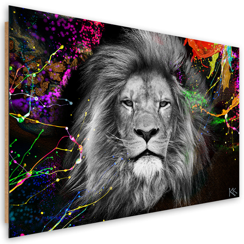 Impresión de panel decorativo, León colorido abstracto