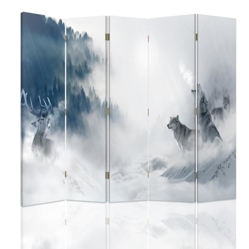 Room divider Double-sided, Animals in winter