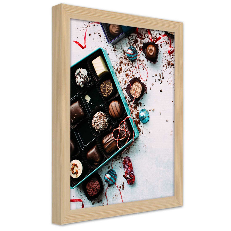 Picture in natural frame, Colorful pralines