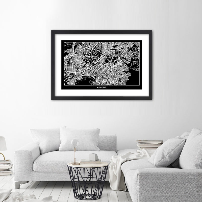 Picture in black frame, City plan athens