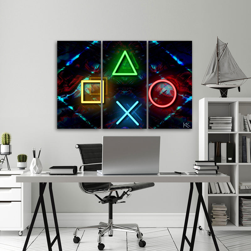 Three piece picture canvas print, Gaming Play