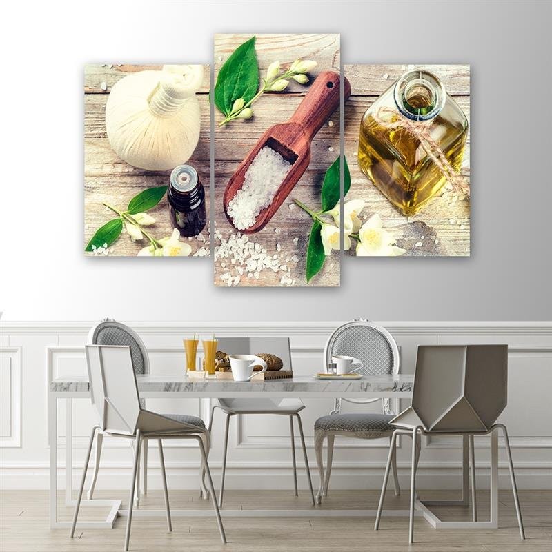 Three piece picture canvas print - Salt and oil
